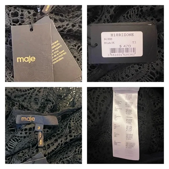 New! MAJE Rizone Black Lace Mini Dress - Picture 8 of 8